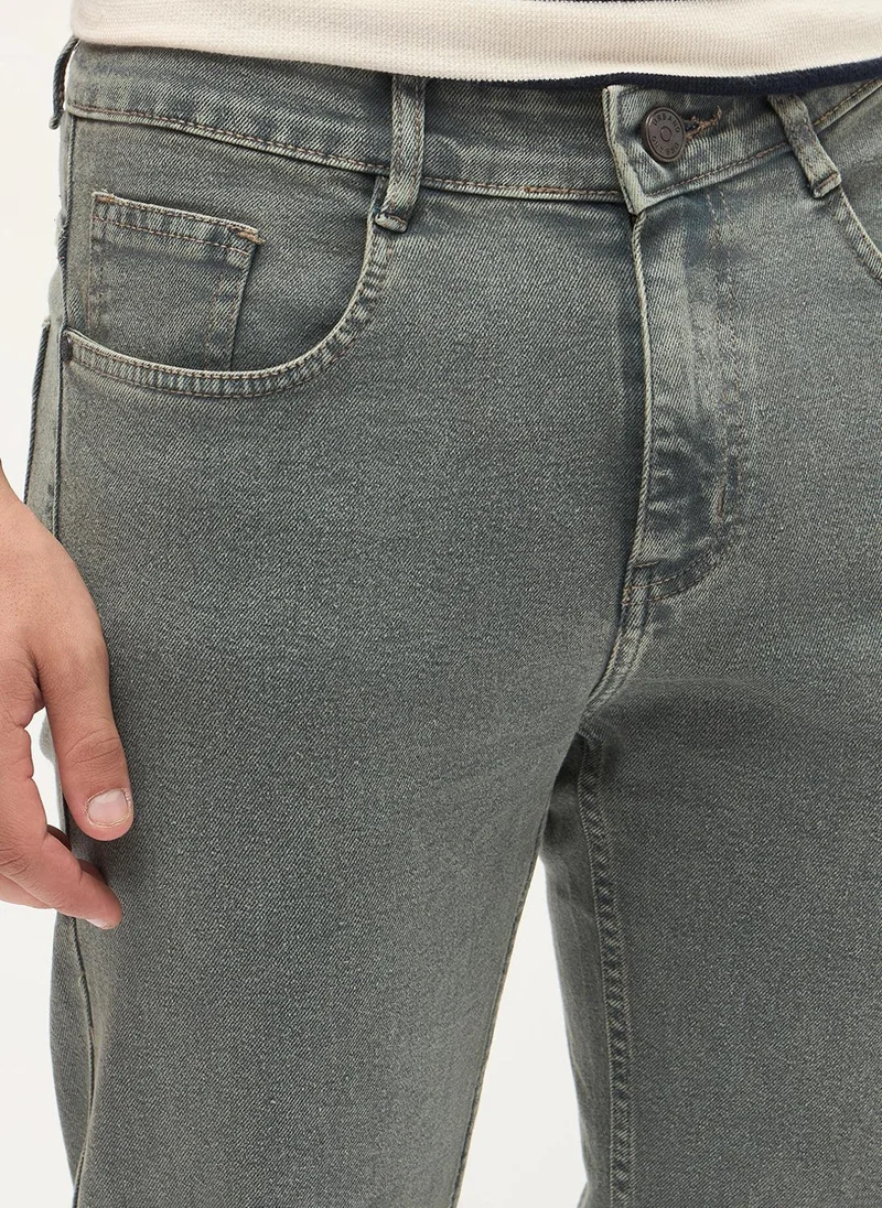 Urbano Fashion  Urbano Fashion Men's Light Grey Regular Fit Heavy Washed Denim Jeans Stretchable for Men | Best Price UAE